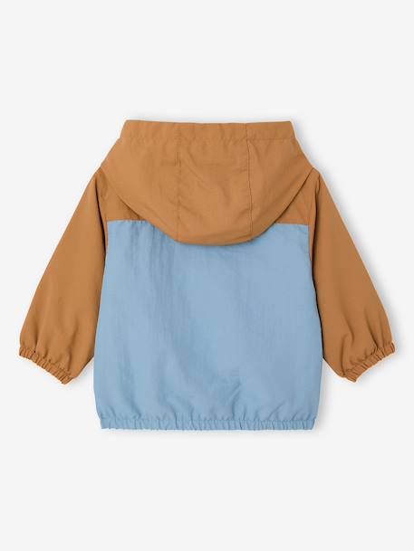 Windcheater Jacket for Baby Boys, by CYRILLUS aqua green+caramel 