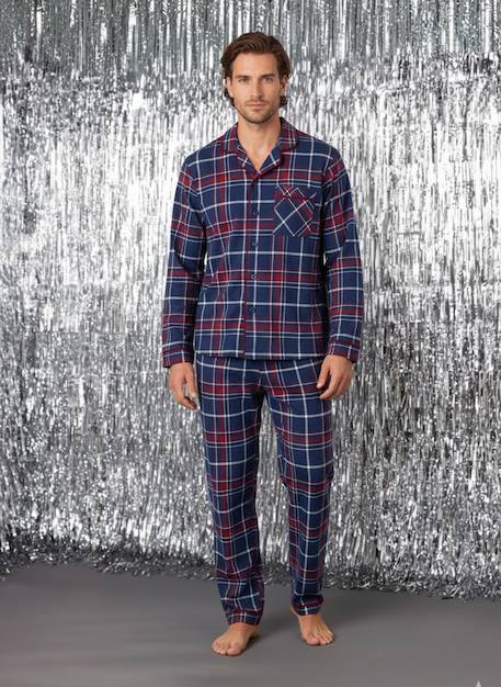 Men's flannel pyjamas, Christmas family capsule, ENVIE DE FRAISE bordeaux red 