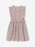 Frilly seersucker dress for girls printed white+sage green 