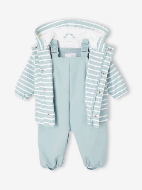 Rain coat and trousers set for baby boys grey blue 
