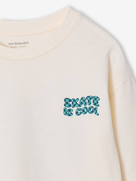 Boy's long-sleeved t-shirt ecru+slate blue 