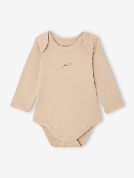 Pack of 7 Long-Sleeved Bodysuits for Babies set white 