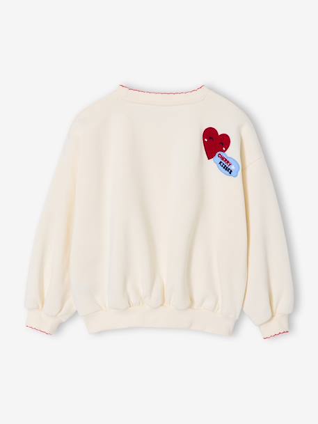 Sweatshirt with Iron-On Patches for Girls ecru 