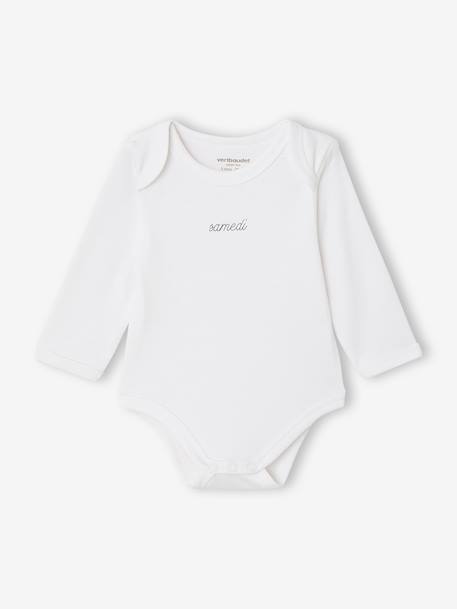 Pack of 7 Long-Sleeved Bodysuits for Babies set white 