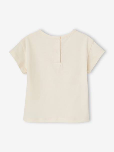 T-Shirt with Crochet Details for Baby Girls ecru+pale pink 