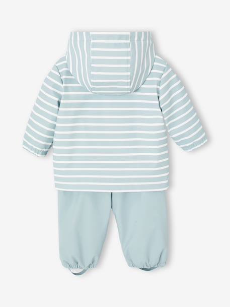 Rain coat and trousers set for baby boys grey blue 
