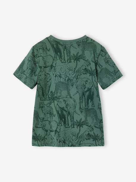 Printed boy's t-shirt denim blue+lichen+marl white+mint green 