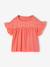Girl's t-shirt with embroidered details coral+ecru+khaki 