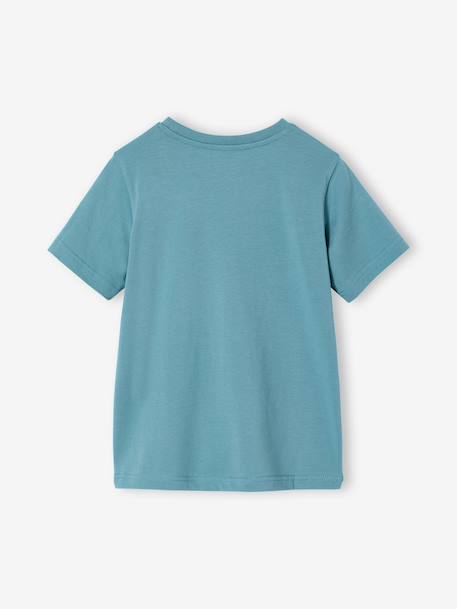 Printed boy's t-shirt aqua green+marl white+medium blue+mint green+ochre+olive+terracotta 