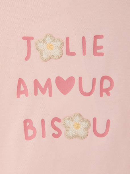 T-Shirt with Crochet Details for Baby Girls ecru+pale pink 