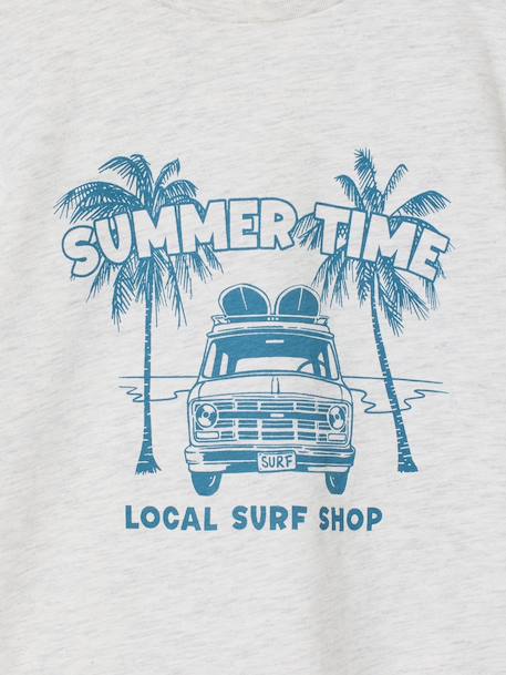 Printed boy's t-shirt aqua green+marl white+medium blue+mint green+ochre+olive+terracotta 