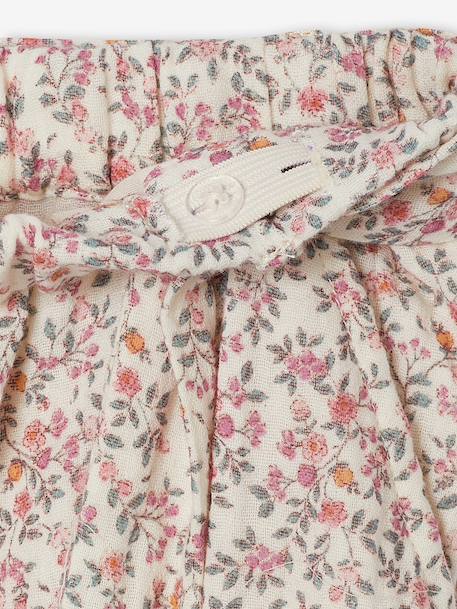 Frilled Bermuda Shorts in Cotton Gauze for Girls printed blue+printed white 