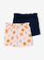 Pack of 2 Pairs of Shorts for Girls aqua green+navy blue+tangerine 