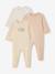 Pack of 3 Organic Cotton Sleepsuits for Babies beige+ecru+sage green 