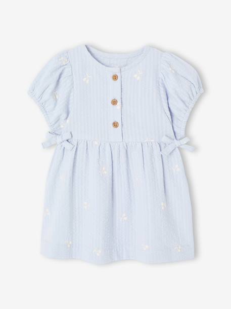 Baby girl's dress with embroidered details light blue 
