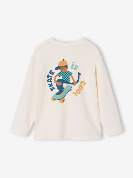 Boy's long-sleeved t-shirt ecru+slate blue 
