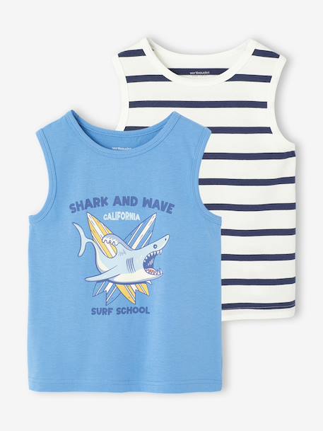 Pack of 2 Tank Tops for Boys set blue+set white 