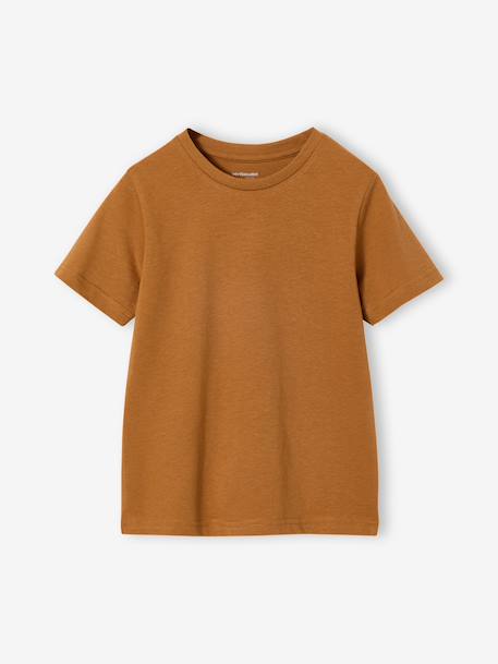 Pack of 3 short-sleeved t-shirts caramel+navy blue+pecan nut+sage green 