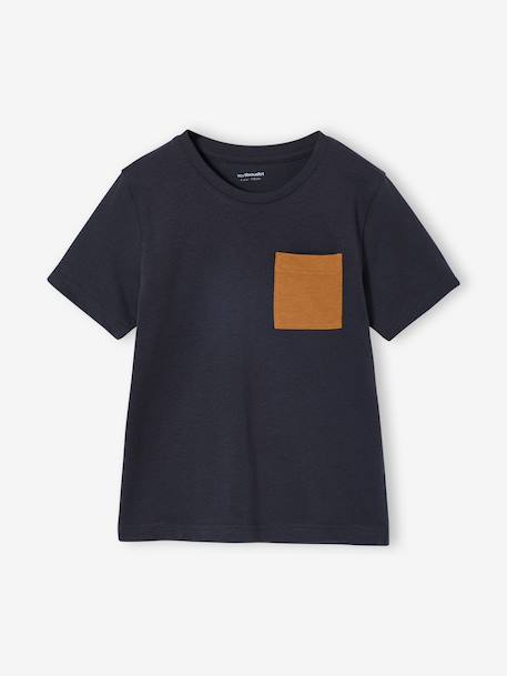 Pack of 3 short-sleeved t-shirts caramel+navy blue+pecan nut+sage green 