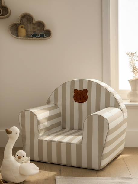 Personalised striped bear foam armchair striped beige 