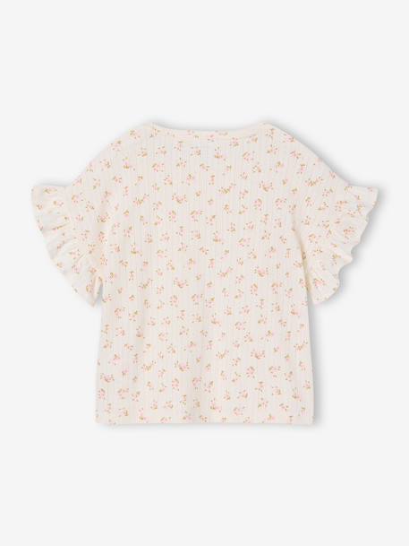 Girl's pointelle knit t-shirt ecru 