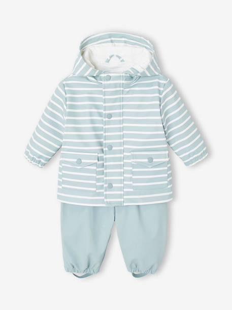 Rain coat and trousers set for baby boys grey blue 
