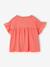 Girl's t-shirt with embroidered details coral+ecru+khaki 