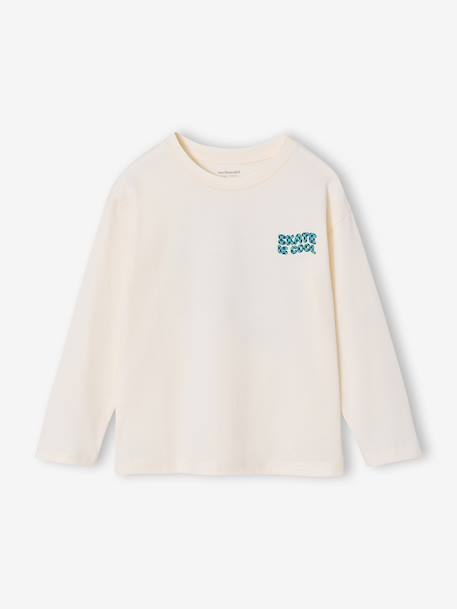 Boy's long-sleeved t-shirt ecru+slate blue 