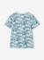 Printed boy's t-shirt denim blue+lichen+marl white+mint green 