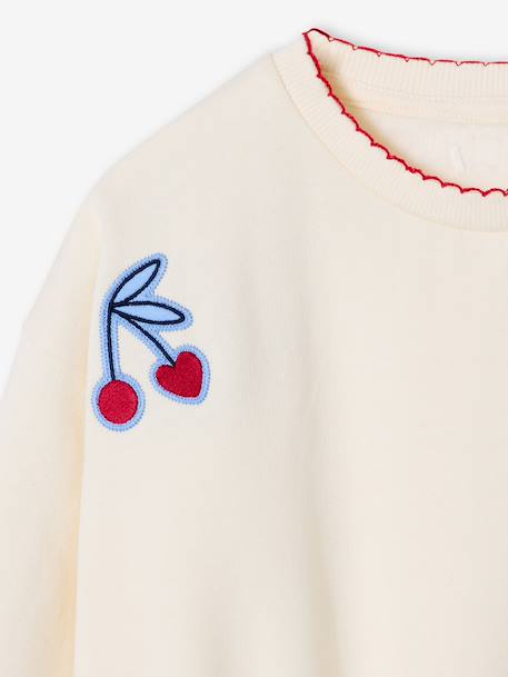 Sweatshirt with Iron-On Patches for Girls ecru 