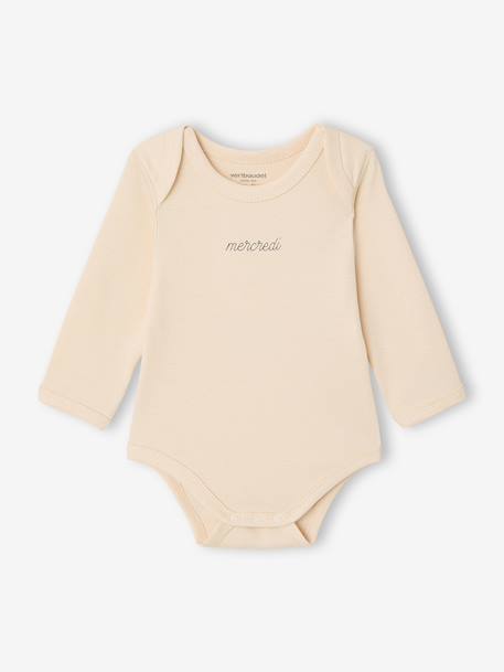 Pack of 7 Long-Sleeved Bodysuits for Babies set white 