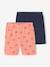 Pack of 2 girls' cycling shorts beige+coral 