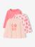 Pack of 3 long-sleeved girls' fancy t-shirts anthracite+coral+ecru+grey blue+indigo+mauve+rose 