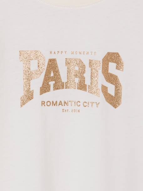 Girls' printed short-sleeved t-shirt ecru+sage green 