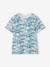 Printed boy's t-shirt denim blue+lichen+marl white+mint green 