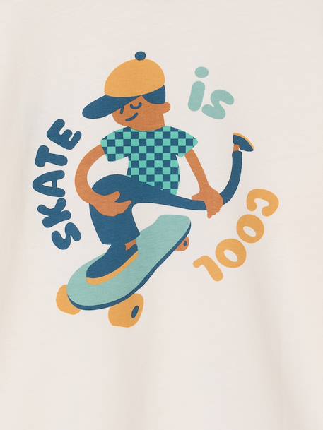 Boy's long-sleeved t-shirt ecru+slate blue 