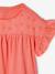 Girl's t-shirt with embroidered details coral+ecru+khaki 