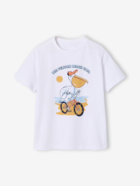 Short-Sleeved Animal T-Shirt for Boys ecru+white 