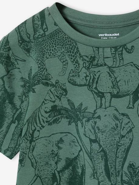 Printed boy's t-shirt denim blue+lichen+marl white+mint green 