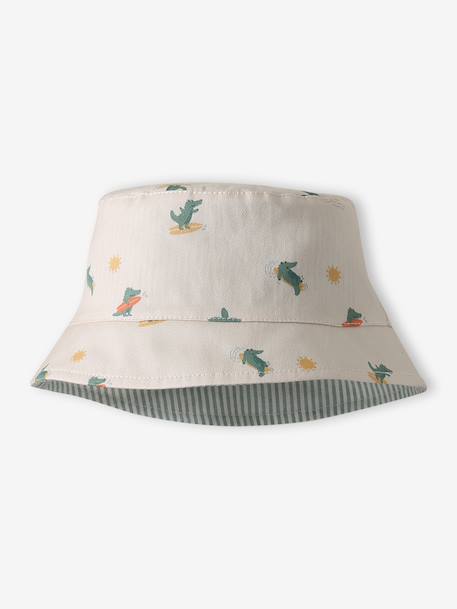 Reversible cotton bucket hat for baby boys ecru 
