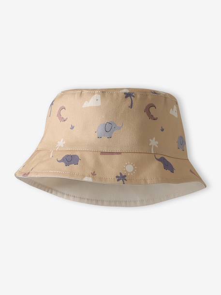 Reversible cotton bucket hat for baby boys cappuccino 