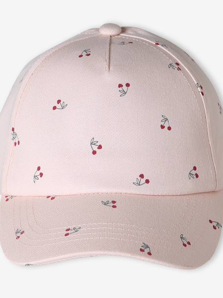Cotton Cap with Cherry Pattern for Girls pale pink 