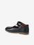 Girls' leather mary janes with touch-and-close fastening navy blue+white 