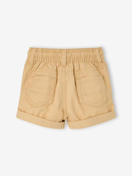 Twill Shorts with Elasticated Waistband, for Baby Boys cappuccino+terracotta 