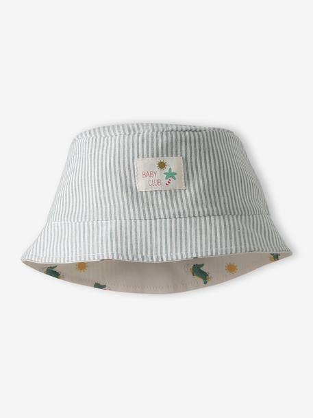 Reversible cotton bucket hat for baby boys ecru 