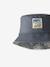 Reversible patterned cotton bucket hat for boys grey blue 