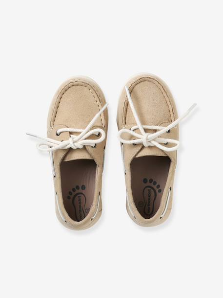 Boys' leather boat shoes beige 