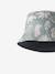 Reversible patterned cotton bucket hat for boys grey blue 