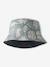 Reversible patterned cotton bucket hat for boys grey blue 