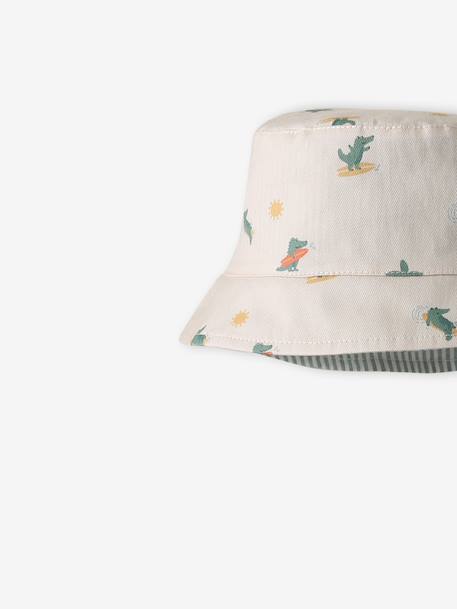 Reversible cotton bucket hat for baby boys ecru 
